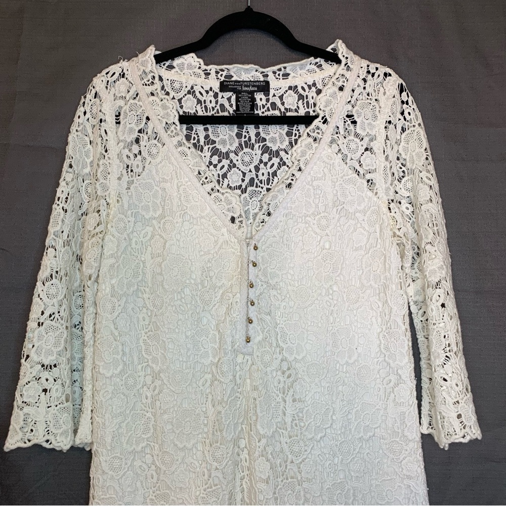 DVF Diane Von Furstenburg crochet open knit dress size 8 - Picture 4 of 8